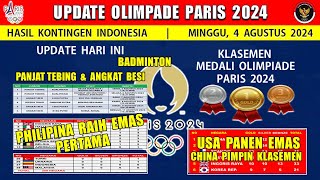 PANJAT TEBING amp ANGKAT BESI  Klasemen Perolehan Medali Olimpiade Paris 2024 Minggu 4 Agustus 2024 [upl. by Dnaloy]