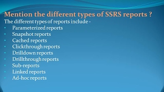 SSRS Interview Questions and Answers for freshers and experienced– Part 3 [upl. by Ahsetel864]