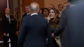 Lidia Thorpe interrupts Parliament reception with wild outburst [upl. by Atiuqam343]