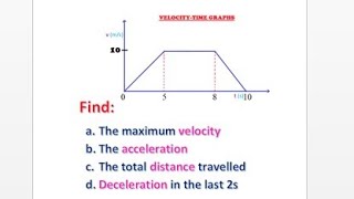 Finding maximum velocity acceleration total distance and deceleration on a velocitytime graph [upl. by Atneuqal]