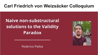 Federico Pailos  Naive nonsubstructural solutions to the Validity Paradox [upl. by Constancia238]