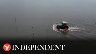 Drone footage shows extent of Germany floods [upl. by Innis210]