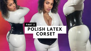 Polish  shine Latex Corset 🖤 amp White Latex Catsuit 🤍 Try On  Laced Corset  Latex Try on [upl. by Tower]