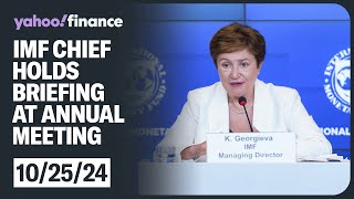 IMF managing director Kristalina Georgieva holds briefing at annual meeting [upl. by Ormand]