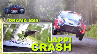 LAPPI CRASH  SS5  WRC SECTO RALLY FINLAND 2023  Drama Ss5 [upl. by Anailuig]