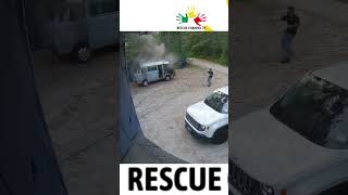 Rescue moment captured on camera  family picnic car catches fire fire rescue shorts [upl. by Shelburne]