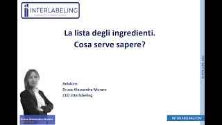 Webinar LA LISTA DEGLI INGREDIENTI [upl. by Latt]