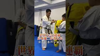 サイドにズレるコンビネーション：島本雄二 karate 空手 kyokushin martialarts 極真空手 新極真会 sports shinkyokushin budo [upl. by Riella172]