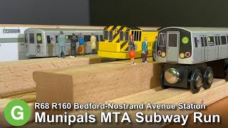 Munipals MTA R68 R160 Bedford Nostrand Avenue Subway Run Trainman6000  8 Cars G Train [upl. by Eesak]