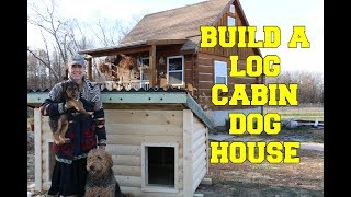 HOW TO BUILD A DOG HOUSE EASY DIY  looks like a LOG CABIN [upl. by Cherlyn]