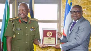 CDF GenWilson Mbasu Mbadi meets NDAR CAR MinisterHE Claude Rameaux Bireau in KampalaUganda [upl. by Cyna]