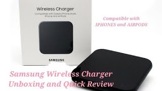 SAMSUNG WIRELESS CHARGER PAD P1300  COMPATIBLE WITH IPHONE amp AIRPODS  UNBOXING AND QUICK REVIEW [upl. by Findley]