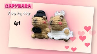 Crochet capybara step by steps keychain [upl. by Ekusoyr]