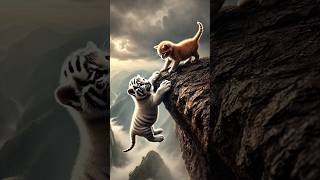 The cute kitten rescued the poor little white tiger cat kittten cute tiger funny youtubeshorts [upl. by Brawner]