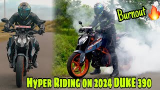 2024 KTM DUKE 390 pe Hyper Riding 🚀  Wheelies  Burnout  Mileage Test 😍 [upl. by Agnesse923]