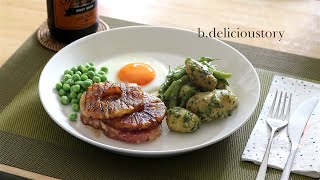 Gammon steak with fried egg and pineapple 가먼 스테이크  ギャモンステーキ [upl. by Rafaello]