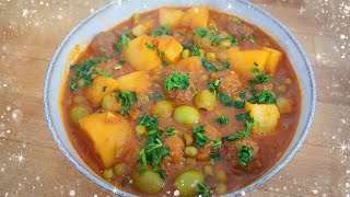 TAJINE KEFTA PETIT POIS POMME DE TERRE et BOULETTE DE VIANDE HACHÉE recette rapide pour lhiver [upl. by Ozne626]