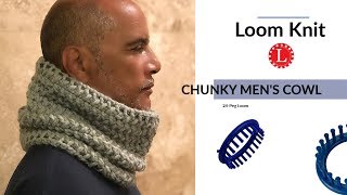 LOOM KNITTING Scarf Mens Cowl on Any Loom [upl. by Barnaba178]