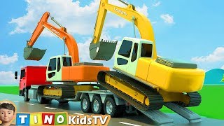 Excavator Dump Truck amp Cement Truck for Kids  Gas Station Construction for Children [upl. by Richela]