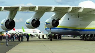 ANTONOV AN225  CLOSE UP PUSHBACK of WORLDS LARGEST AIRCRAFT at ILA 2018 Air Show [upl. by Vitalis]