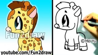 How to Draw a Cartoon Giraffe  Cute Drawings  Fun2draw  Online Art Classes [upl. by Nyladgam946]