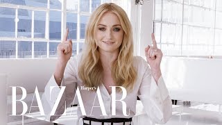 Sophie Turner Tests Her Knowledge of Game of Thrones vs the Runway  Harpers BAZAAR [upl. by Ellimac]