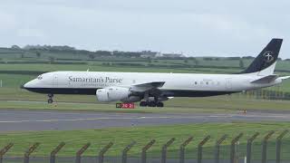 Samaritans Purse DC8 departs Prestwick Airport 4KUHD [upl. by Eanyl243]