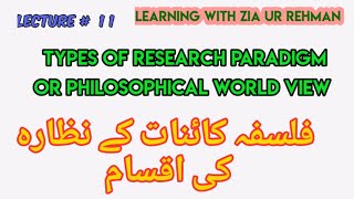 L11 Types of Research Paradigm or Philosophical World View In Urdu amp Hindi [upl. by Ingeborg]