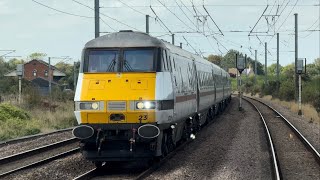 LNER MK4 DVT 82223 is pushed south by Class 91 Electra 91107 ‘Skyfall’ at Helpston 18092024 [upl. by Hamid]