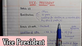 Vice President  lec35  Handwritten notes  Indian Polity  An aspirant [upl. by Gisella]