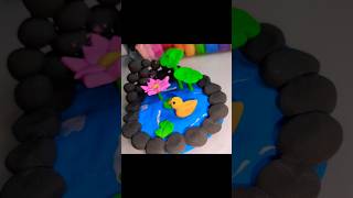 DIY clay pond shorts youtubeshorts ytshorts ashortaday diy clayart creative craft art [upl. by Skolnik332]