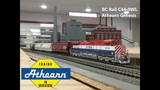 Athearn Genesis BC Rail C449WL Review DCC Ready ESU Lokpilot [upl. by Ilegna]