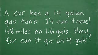 A car has a 14 gallon gas tank It can travel 48 miles on 16 gals How far can it go on 9 gals [upl. by Arriec]