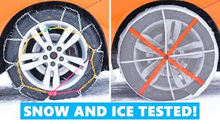 Snow Socks VS Snow Chains VS Snow Tires  Whats REALLY Best on Snow and Ice [upl. by Adnilg]