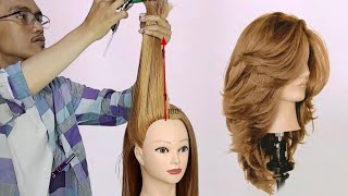 LAYERED HAIRCUT BUTTERFLY haircut tutorial CARA POTONG RAMBUT LAYER BUTTERFLY [upl. by Ahsinom]