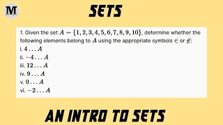 11  Sets  Introduction to Sets  Problem 1 [upl. by Olivier]