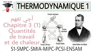 8 Thermodynamique Chapitre 3 partie1 quantité de travaille et chaleur S1 SMPC SMIA MPSI PCSI ENSAM [upl. by Nixon]