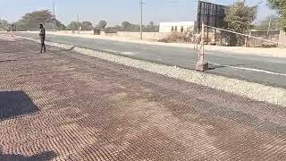 Geogrid installation over GSB for strengthening of pavement [upl. by Edelsten]