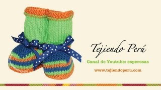 Zapatitos de colores para bebes tejidos en dos agujas o palitos [upl. by Cirted]