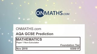 2018 November AQA Foundation Paper 1 Maths GCSE Predicted Paper Non Calculator Exam 83001F Nov 2018 [upl. by Leiru400]