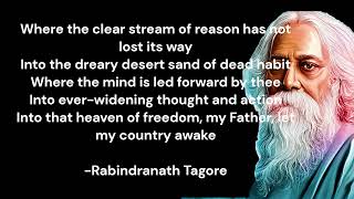 Where The Mind is Without Fear by Rabindranath Tagore in English Rabindranath Tagore Famous Poems [upl. by Aba959]