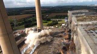 Ferrybridge Power Station Boiler Bunker Bay and Two 2 Chimneys – Controlled Demolition Inc [upl. by Socem]