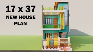 New house plan17x37 house plan 3D1737 makan ka naksha17 by 37 3D house planing3D duplex house [upl. by Jehiel444]