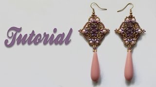 Beadwork  Tutorial Mosque Window Earrings  DIY  Orecchini con cipollotti superduo e bicono [upl. by Eads]