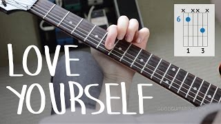 How To Play quotLove Yourselfquot Exactly Like The Recording PART I  Justin Bieber Easy Guitar Lesson [upl. by Sigvard105]