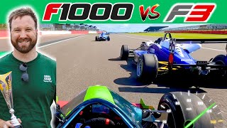 Dramatic Race Onboard  F3 vs F1000 at Silverstone 42 car grid [upl. by Ylrae217]