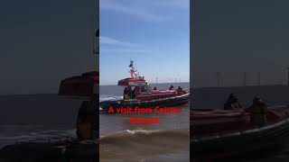 Caister lifeboat came and gave us a fleeting visit when we were coming ashore in the boat [upl. by Molohs]