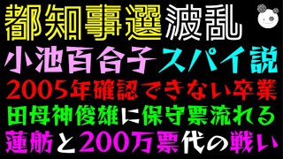 【小池百合子】スパイ説まで登場、2005年確認できない卒業「田母神俊雄に保守票流れる」蓮舫と200万票代の戦い [upl. by Yruama962]