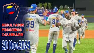 LVBP  Resultados Posiciones Calendario 20 Noviembre 2024  paliza de Navegantes a Leones [upl. by Sirak]