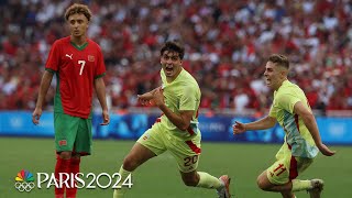 Spain score TWO secondhalf goals to beat Morocco make soccer final  Paris Olympics  NBC Sports [upl. by Stricklan]